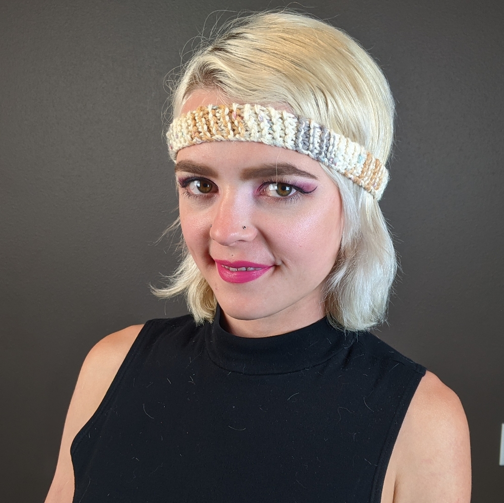 Cream 1" knit headband